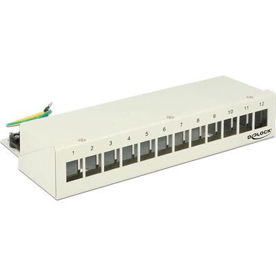 DeLOCK 43335 Keystone Desktop Patch Panel - Lichtgrijs - 12 Poorten DeLOCK 43335 Keystone Desktop Patch Panel - Lichtgrijs - 12 Poorten