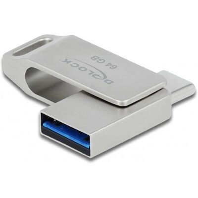 DeLOCK 54075 USB-flashdrev - 64GB USB-C/USB-A - Sølv DeLOCK 54075 USB-flashdrev - 64GB USB-C/USB-A - Sølv