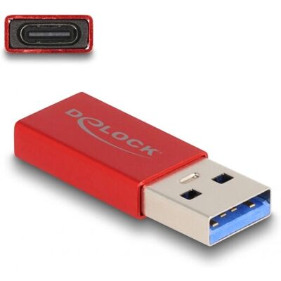 DeLOCK USB-C to USB-A Adapter - 10 Gbps - Red DeLOCK USB-C to USB-A Adapter - 10 Gbps - Red
