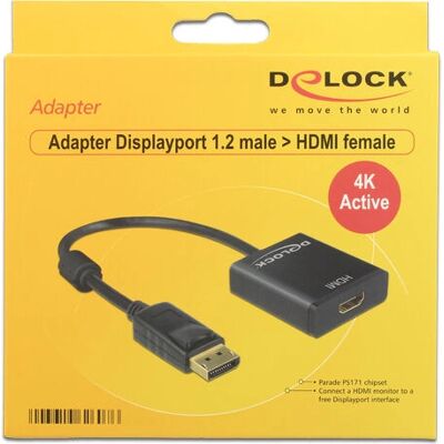 DeLOCK 62607 Video kaapeliadapteri - 4K DisplayPort HDMI Musta DeLOCK 62607 Video kaapeliadapteri - 4K DisplayPort HDMI Musta