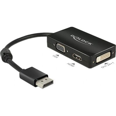 Delock 0.16m DisplayPort Adapter - VGA HDMI DVI Black Delock 0.16m DisplayPort Adapter - VGA HDMI DVI Black