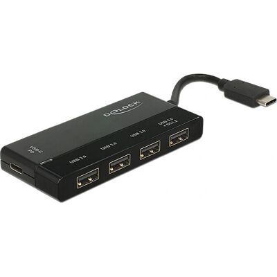 DeLOCK 62793 USB-Hub - 4x USB-A + 1x USB-C - Zwart DeLOCK 62793 USB-Hub - 4x USB-A + 1x USB-C - Zwart