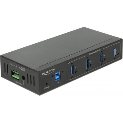 DeLOCK Teollisuus USB-Hubi 4-porttia Musta - USB 3.0 - ESD 15kV - Seinään kiinnitettävä DeLOCK Teollisuus USB-Hubi 4-porttia Musta - USB 3.0 - ESD 15kV - Seinään kiinnitettävä
