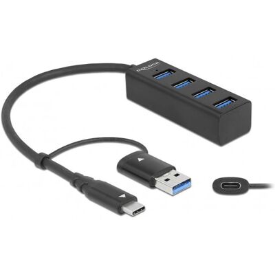 DeLOCK 63828 USB-Hub mit USB-C & A - 4 Ports, Schwarz DeLOCK 63828 USB-Hub mit USB-C & A - 4 Ports, Schwarz