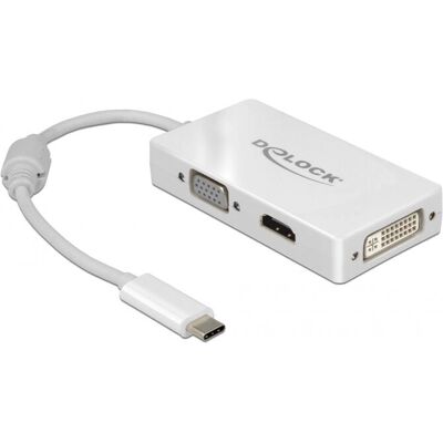 DeLOCK Video-Splitter - USB-C zu VGA/HDMI/DVI Adapter - Weiß DeLOCK Video-Splitter - USB-C zu VGA/HDMI/DVI Adapter - Weiß