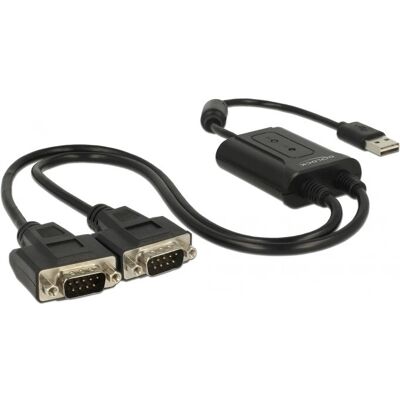 DeLOCK 63950 Cavo Seriale - Nero - 0,6m - USB 2.0 Type-A - 2 x RS-232 DB9 DeLOCK 63950 Cavo Seriale - Nero - 0,6m - USB 2.0 Type-A - 2 x RS-232 DB9