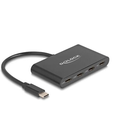 DeLock USB-C Hub 3 USB-C + 1 PD 100W - USB 3.2 Gen 1 - Fekete DeLock USB-C Hub 3 USB-C + 1 PD 100W - USB 3.2 Gen 1 - Fekete