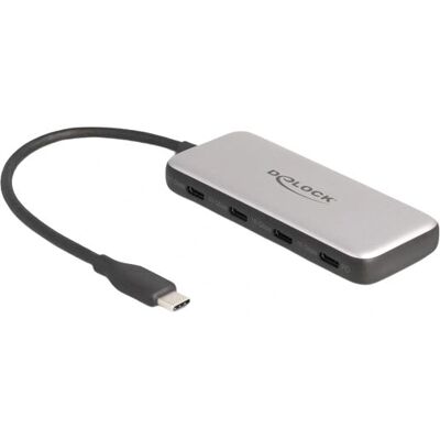DeLock USB 3.2 Gen 1 Type-C Hub 10 Gbps Schwarz Grau - USB Hub DeLock USB 3.2 Gen 1 Type-C Hub 10 Gbps Schwarz Grau - USB Hub