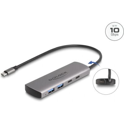 Delock USB Hub - USB 3.2/3.1 Gen 1-2 - Grey Delock USB Hub - USB 3.2/3.1 Gen 1-2 - Grey