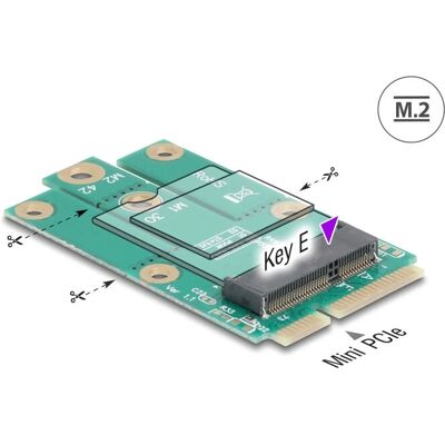 DeLOCK 64338 Mini PCIe to M.2 Key E Adapter - Interface Card DeLOCK 64338 Mini PCIe to M.2 Key E Adapter - Interface Card
