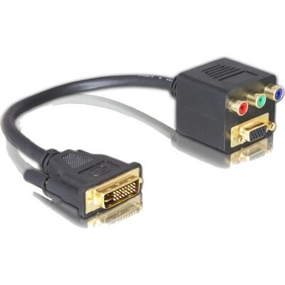 DeLOCK DVI-VGA + 3x RCA Adapter - 0,2 m Fekete DeLOCK DVI-VGA + 3x RCA Adapter - 0,2 m Fekete