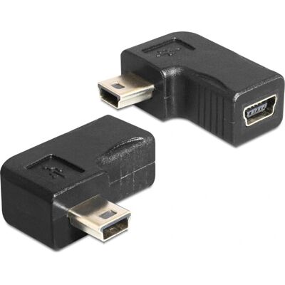 DeLOCK USB-B Mini Naaras-Mies Adapter - 90° Kulma - Musta DeLOCK USB-B Mini Naaras-Mies Adapter - 90° Kulma - Musta