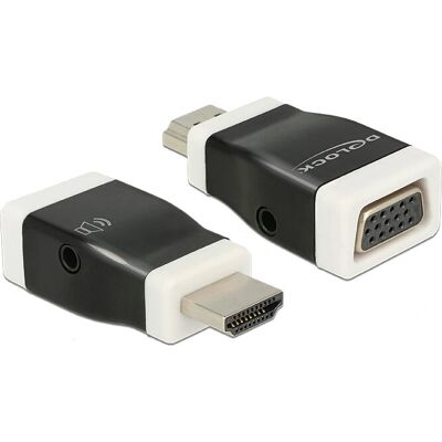 DeLOCK 65586 HDMI to VGA Adapter - Musta, Valkoinen DeLOCK 65586 HDMI to VGA Adapter - Musta, Valkoinen