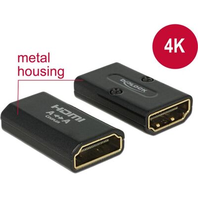 Adaptor HDMI DeLOCK - 4K, Ethernet, Carcasă din Metal - HDMI Feminin Adaptor HDMI DeLOCK - 4K, Ethernet, Carcasă din Metal - HDMI Feminin