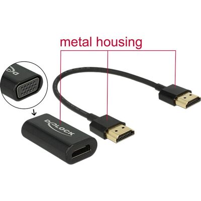 DeLock HDMI zu VGA Adapter - Schwarz DeLock HDMI zu VGA Adapter - Schwarz
