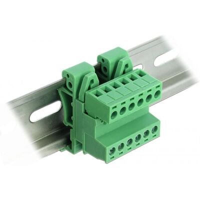 Ensemble de blocs terminaux DeLOCK 66080 pour rail DIN - 6 broches, Vert - Publicité Ensemble de blocs terminaux DeLOCK 66080 pour rail DIN - 6 broches, Vert - Publicité