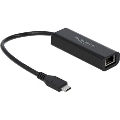 Adaptor Ethernet USB-C DeLOCK 66298 - Placă de rețea - Negru Adaptor Ethernet USB-C DeLOCK 66298 - Placă de rețea - Negru