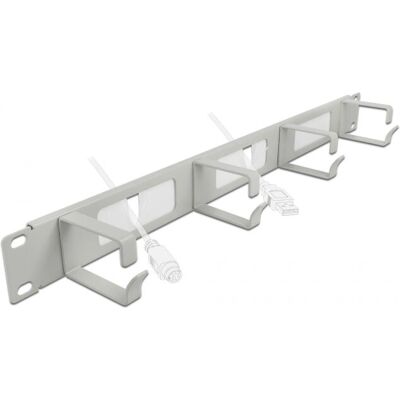 Delock Kabelmanagement Panel mit 4 Haken - Grau - 1U - 48,3cm Delock Kabelmanagement Panel mit 4 Haken - Grau - 1U - 48,3cm