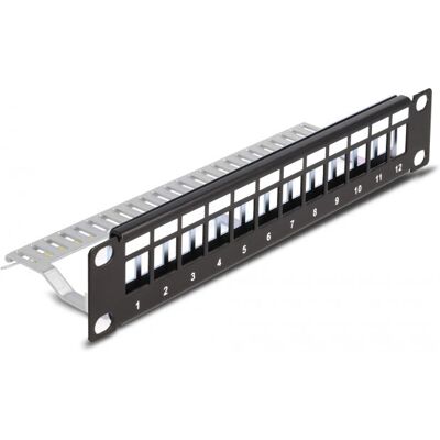 Delock 66874 Patchpanel - 12 Anschlüsse - Schwarz - 1U Delock 66874 Patchpanel - 12 Anschlüsse - Schwarz - 1U