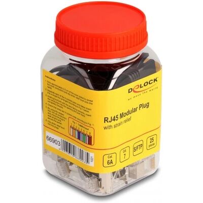 Connecteur RJ45 Delock Cat.6a/7 - 25 pcs - Haute qualité, Blindé Connecteur RJ45 Delock Cat.6a/7 - 25 pcs - Haute qualité, Blindé