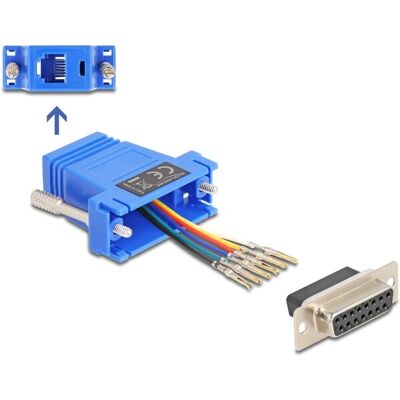 Delock D-Sub 15-Pin auf RJ12 Adapter - Blau - Kabel Gender Changer Delock D-Sub 15-Pin auf RJ12 Adapter - Blau - Kabel Gender Changer