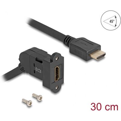 DeLOCK 67157 Kabel-Geschlechtsumwandler - HDMI gewinkelt, panelmontage - 30cm - schwarz - 8K 60Hz DeLOCK 67157 Kabel-Geschlechtsumwandler - HDMI gewinkelt, panelmontage - 30cm - schwarz - 8K 60Hz