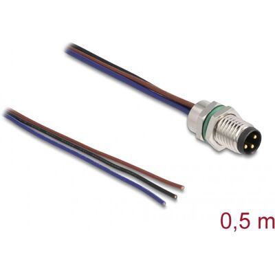 DeLock M8 3-pol. Sensor/Stecker Kabel IP67 - Schwarz DeLock M8 3-pol. Sensor/Stecker Kabel IP67 - Schwarz