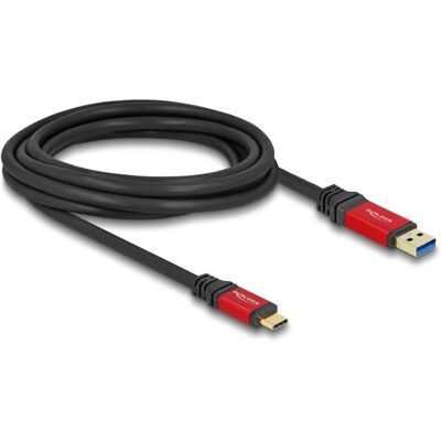 DeLOCK USB 3.2 Gen 2 Kabel - USB A zu USB C - 3m - Schwarz, Rot DeLOCK USB 3.2 Gen 2 Kabel - USB A zu USB C - 3m - Schwarz, Rot