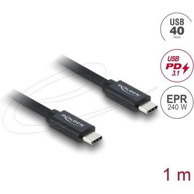 Delock USB 4 Gen 3x2 Kabel - 40 Gbps, 240W, 1m Delock USB 4 Gen 3x2 Kabel - 40 Gbps, 240W, 1m