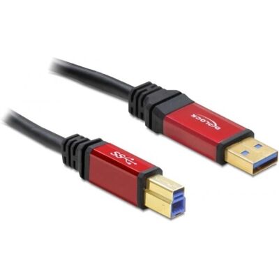 Delock USB 3.0 A-B Kabel - 5m Rød/Sort Delock USB 3.0 A-B Kabel - 5m Rød/Sort
