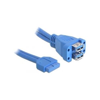 Delock USB Kabel - 19-polig USB 3.0 Intern zu Extern - 0,45 m - Blau Delock USB Kabel - 19-polig USB 3.0 Intern zu Extern - 0,45 m - Blau