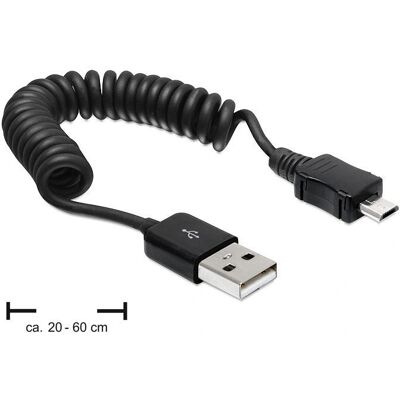 Delock USB 2.0-A/Mikro-B Csavarodó Kábel - Fekete Delock USB 2.0-A/Mikro-B Csavarodó Kábel - Fekete