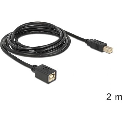 DeLOCK USB2.0-B 2m USB Kabel - Schwarz DeLOCK USB2.0-B 2m USB Kabel - Schwarz