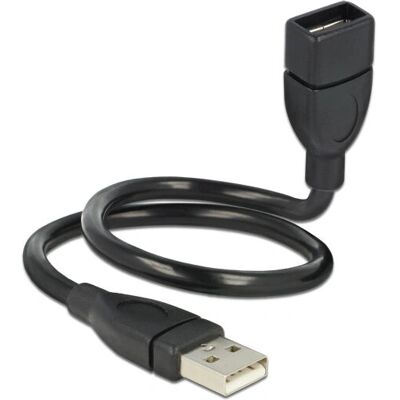 Delock USB 2.0 Flexible Extension Cable - 0.35m - Black Delock USB 2.0 Flexible Extension Cable - 0.35m - Black