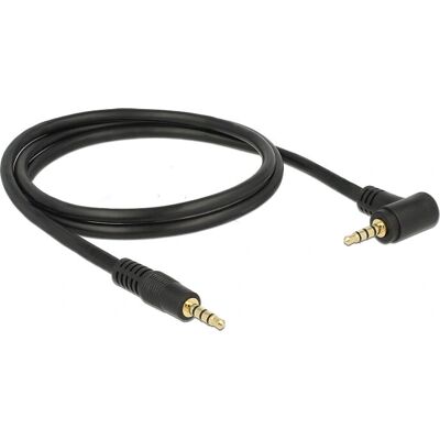 DeLOCK 84737 Audio Kabel - 1m - 4-poliger Mini Jack - Vinkelt - Schwarz DeLOCK 84737 Audio Kabel - 1m - 4-poliger Mini Jack - Vinkelt - Schwarz