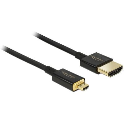 Cablu HDMI Micro-D DeLOCK - 3m - Negru - Suportă 4K & Ethernet Cablu HDMI Micro-D DeLOCK - 3m - Negru - Suportă 4K & Ethernet