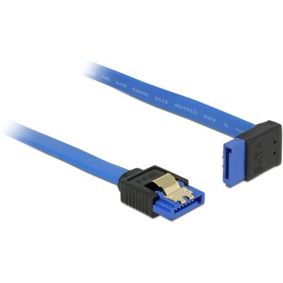 Cavo SATA DeLOCK 84999 - 1m, Blu, 7 pin, Angolato & Dritto, Bloccaggio Cavo SATA DeLOCK 84999 - 1m, Blu, 7 pin, Angolato & Dritto, Bloccaggio