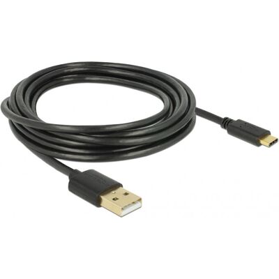 DeLOCK 85209 USB-kaapeli - 3m USB A to USB C - Musta DeLOCK 85209 USB-kaapeli - 3m USB A to USB C - Musta