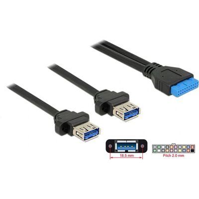 DeLOCK USB-kábel 85244 - 80cm - Fekete - Panelra szerelhető USB 3.0 DeLOCK USB-kábel 85244 - 80cm - Fekete - Panelra szerelhető USB 3.0