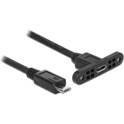 Cavo di estensione USB 2.0 Micro-B DeLOCK 1m - Nero - Montaggio su pannello Cavo di estensione USB 2.0 Micro-B DeLOCK 1m - Nero - Montaggio su pannello