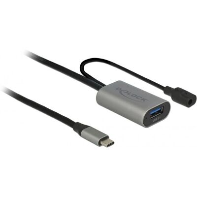 DeLOCK USB-Verlängerungskabel - 5m, USB-C auf USB-A, Schwarz/Grau DeLOCK USB-Verlängerungskabel - 5m, USB-C auf USB-A, Schwarz/Grau