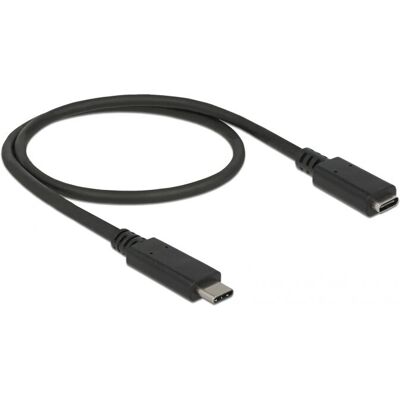 Cabo de extensão USB-C 0,5m DeLOCK - Preto - USB 3.1 Gen 1 Cabo de extensão USB-C 0,5m DeLOCK - Preto - USB 3.1 Gen 1