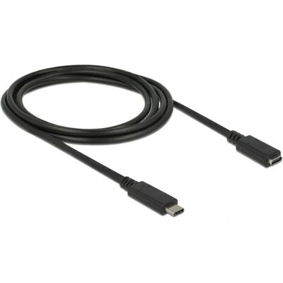 DeLock USB-C Forlengelseskabel - 2m Svart DeLock USB-C Forlengelseskabel - 2m Svart
