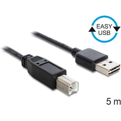 DeLOCK 85553 USB-kábel - Fordítható USB típus B - 5 m - Fekete DeLOCK 85553 USB-kábel - Fordítható USB típus B - 5 m - Fekete