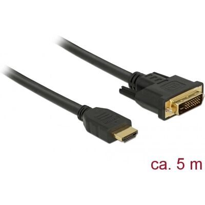 DeLOCK HDMI til DVI Kabel 5m Sort DeLOCK HDMI til DVI Kabel 5m Sort