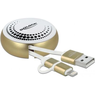 Cavo USB Delock - Micro-USB B/Lightning Oro Bianco Cavo USB Delock - Micro-USB B/Lightning Oro Bianco