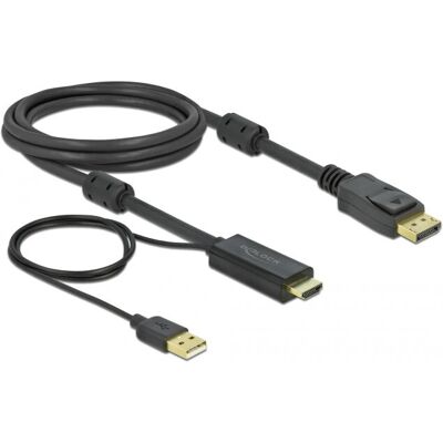 Adapter kabla wideo DeLOCK 85964 HDMI Typ A DisplayPort USB Czarny - Obsługa 4K Adapter kabla wideo DeLOCK 85964 HDMI Typ A DisplayPort USB Czarny - Obsługa 4K