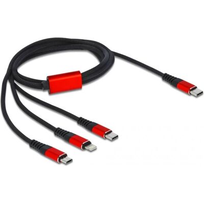 Cable USB DeLOCK 86711 - 1m, Negro, Rojo, Micro-USB, Lightning, USB-C Cable USB DeLOCK 86711 - 1m, Negro, Rojo, Micro-USB, Lightning, USB-C