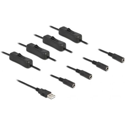 DeLock 86799 Stromkabel - USB A, 4 x DC 5,5 x 2,1 mm, Schalter DeLock 86799 Stromkabel - USB A, 4 x DC 5,5 x 2,1 mm, Schalter