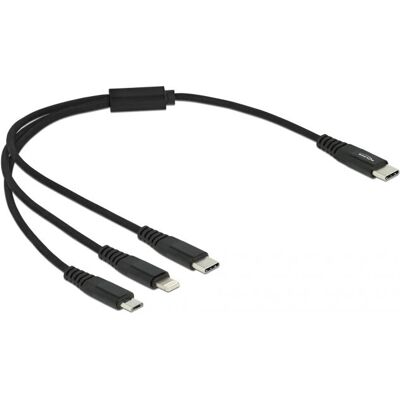 DeLOCK 87148 USB-Kabel - 0,3m, Schwarz, USB 2.0, USB-C/Micro-USB/Lightning DeLOCK 87148 USB-Kabel - 0,3m, Schwarz, USB 2.0, USB-C/Micro-USB/Lightning
